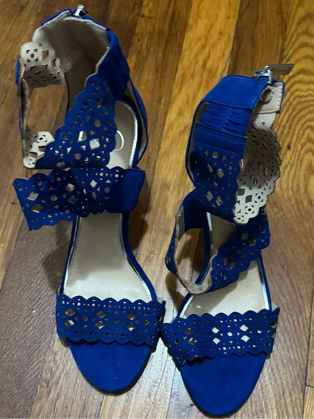 Jessica Simpson Royal Blue Laser-Cut High Heel Sandals